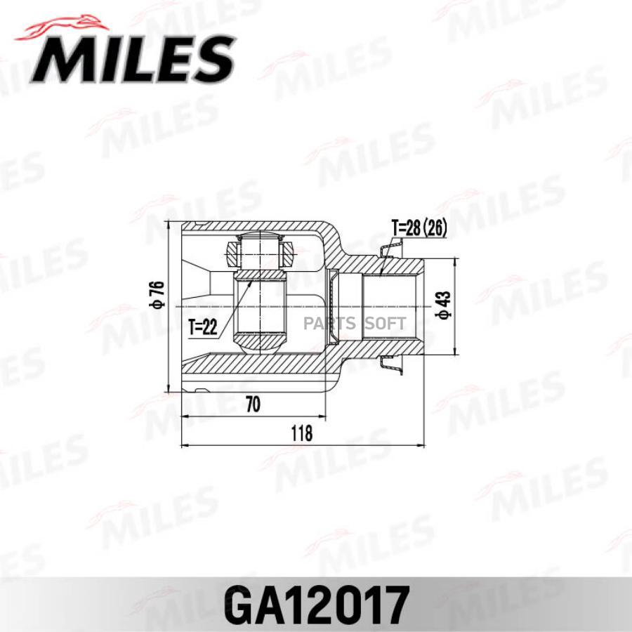 

Шрус Внутренний Правый Mazda 3 Bk 03-08, Bl 09-13 /Mazda Axela Bl 09-13 Ga12017 Miles арт.