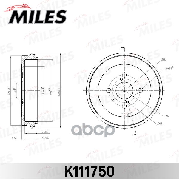 

Барабан Тормозной Toyota Yaris 99-05 (Пр-Во Япония) Miles арт. k111750, K111750
