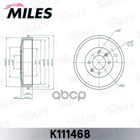 Барабан Тормозной Citroen Berlingo 96-/Peugeot Partner 96-/306/406 Miles арт. k111468