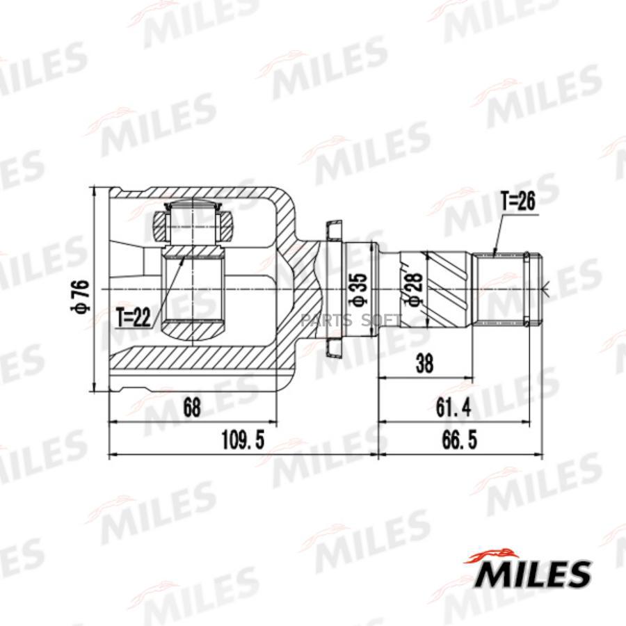 

Шрус Внутренний Левый Mazda 3 03-13 Ga10083 Miles арт. GA10083