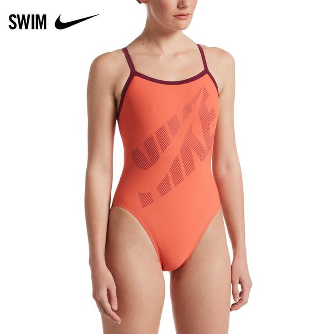 Купальник слитный женский Nike Swim NESSA007 оранжевый 40 EU