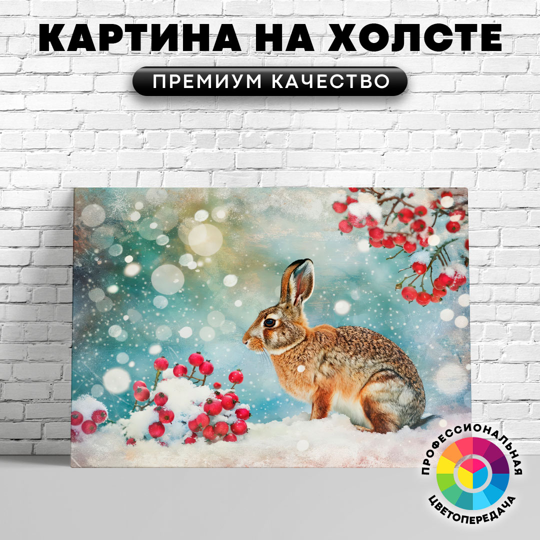 

Картина на холсте Заяц зимний арт 60х80 см, ЖЗАЙЦ