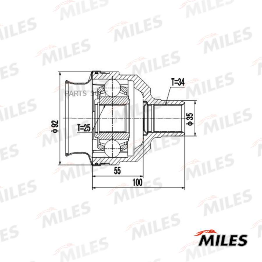 

Шрус Внутренний Opel Vectra/Saab 900 2.0/2.3 89-98 (Gkn 302254) Ga10024 Miles арт. GA10024
