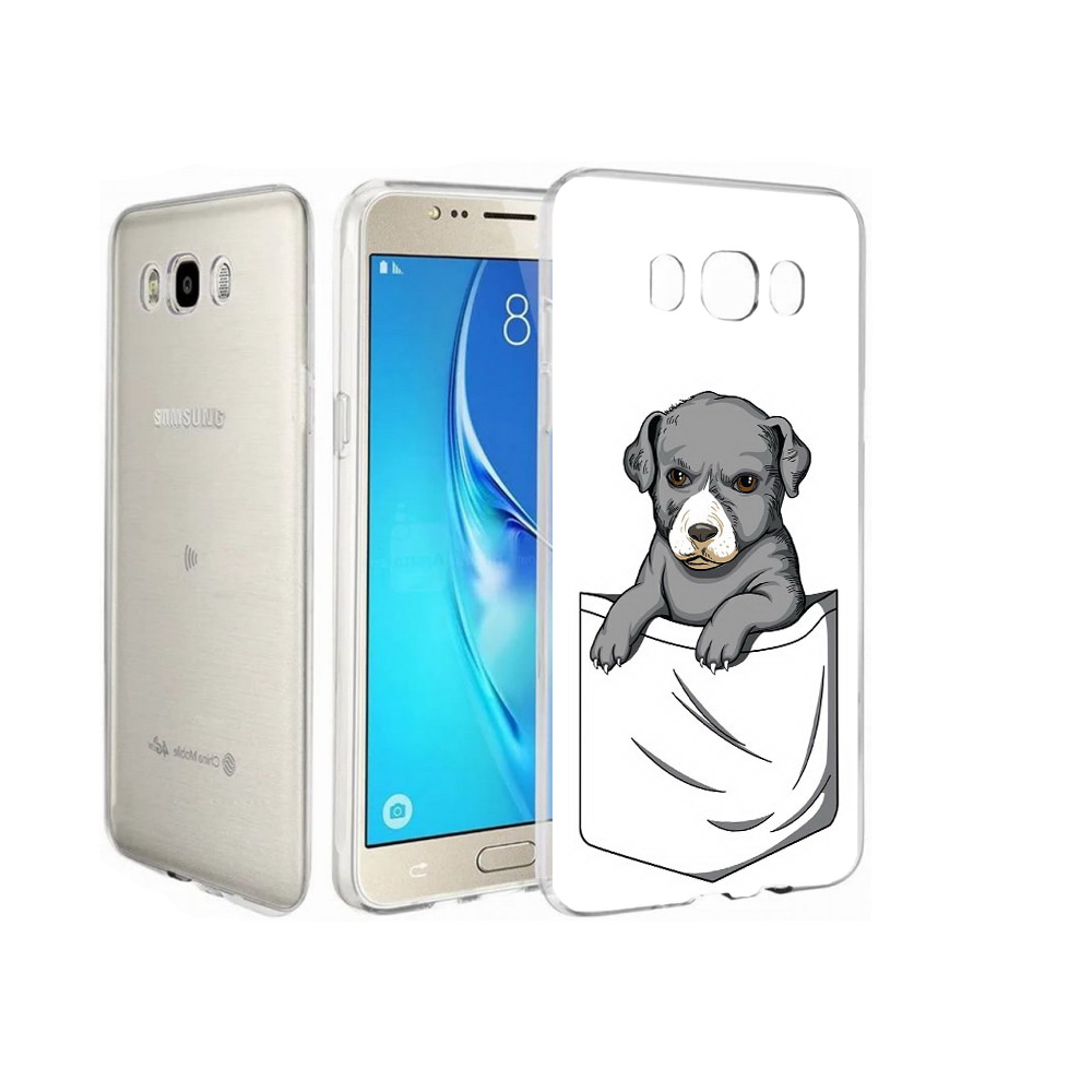 

Чехол MyPads Tocco для Samsung Galaxy J7 собачка в кармане, Прозрачный, Tocco