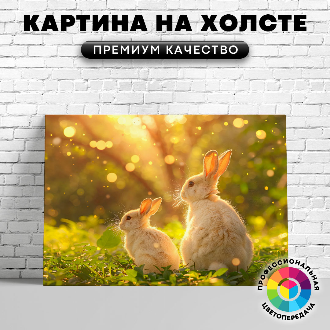 

Картина на холсте Два белых зайца 40х30 см, ЖЗАЙЦ