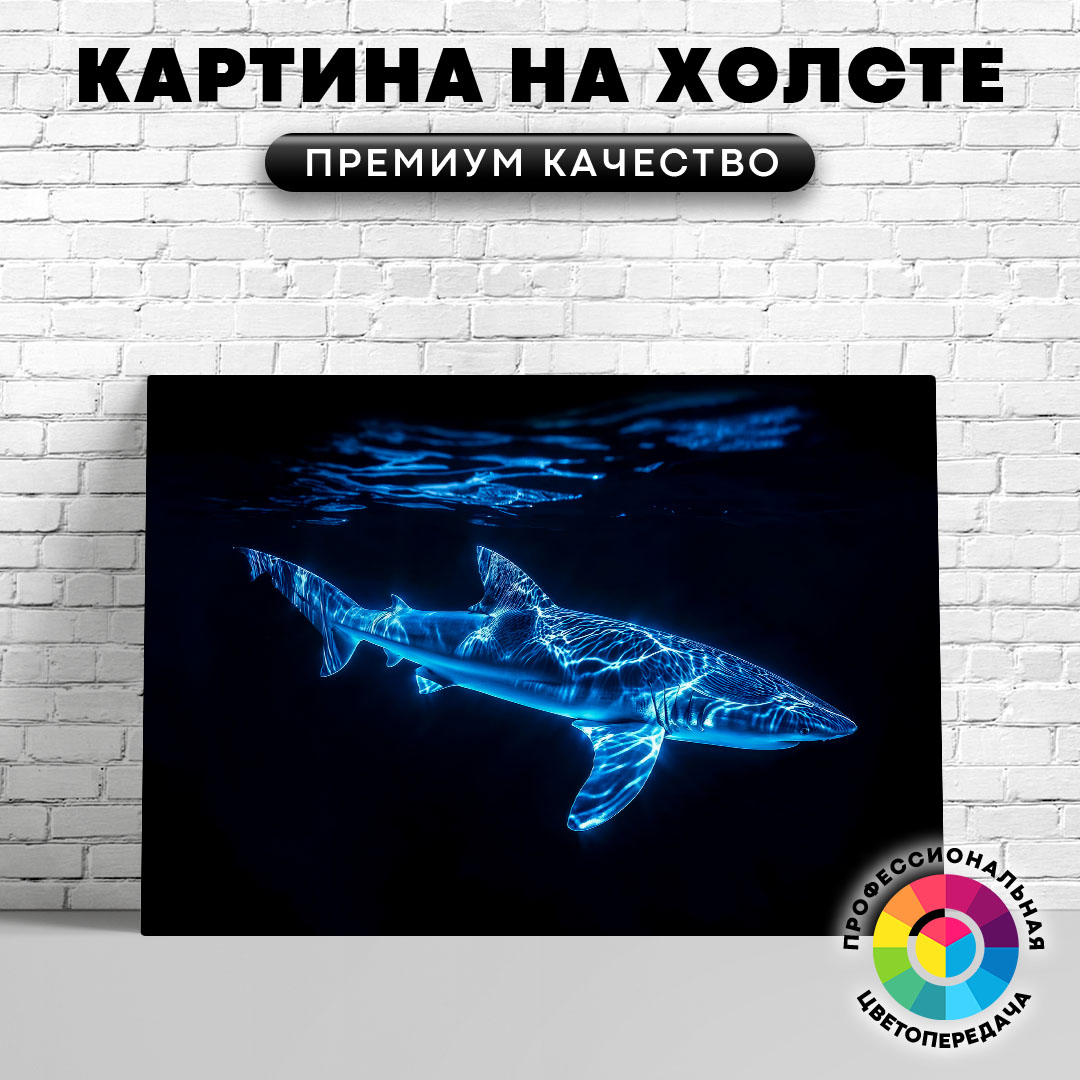 

Картина на холсте Акула под светом 60х45 см, ЖАКУЛ