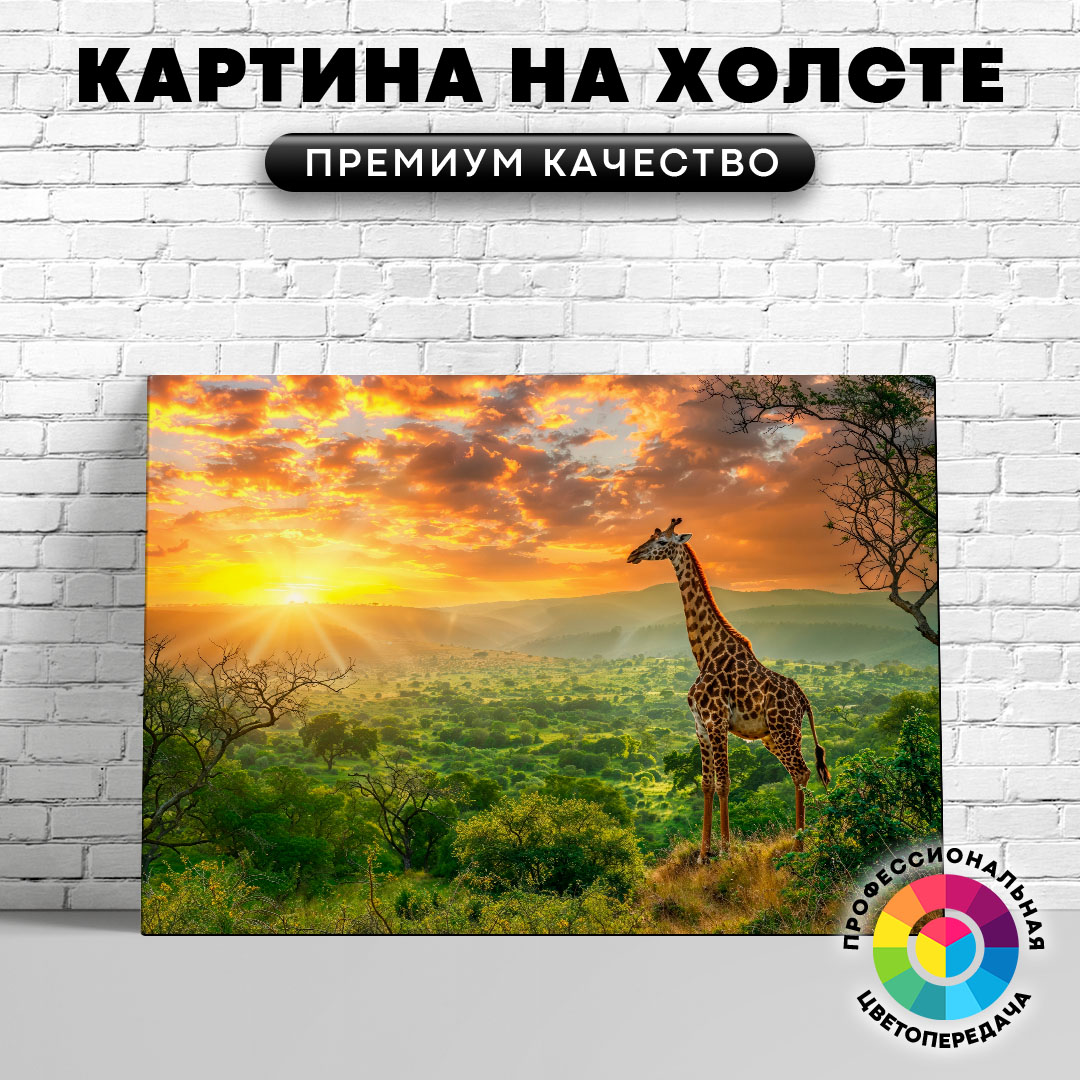 

Картина на холсте Жираф на фоне восхода 60х80 см, ЖЖИРА