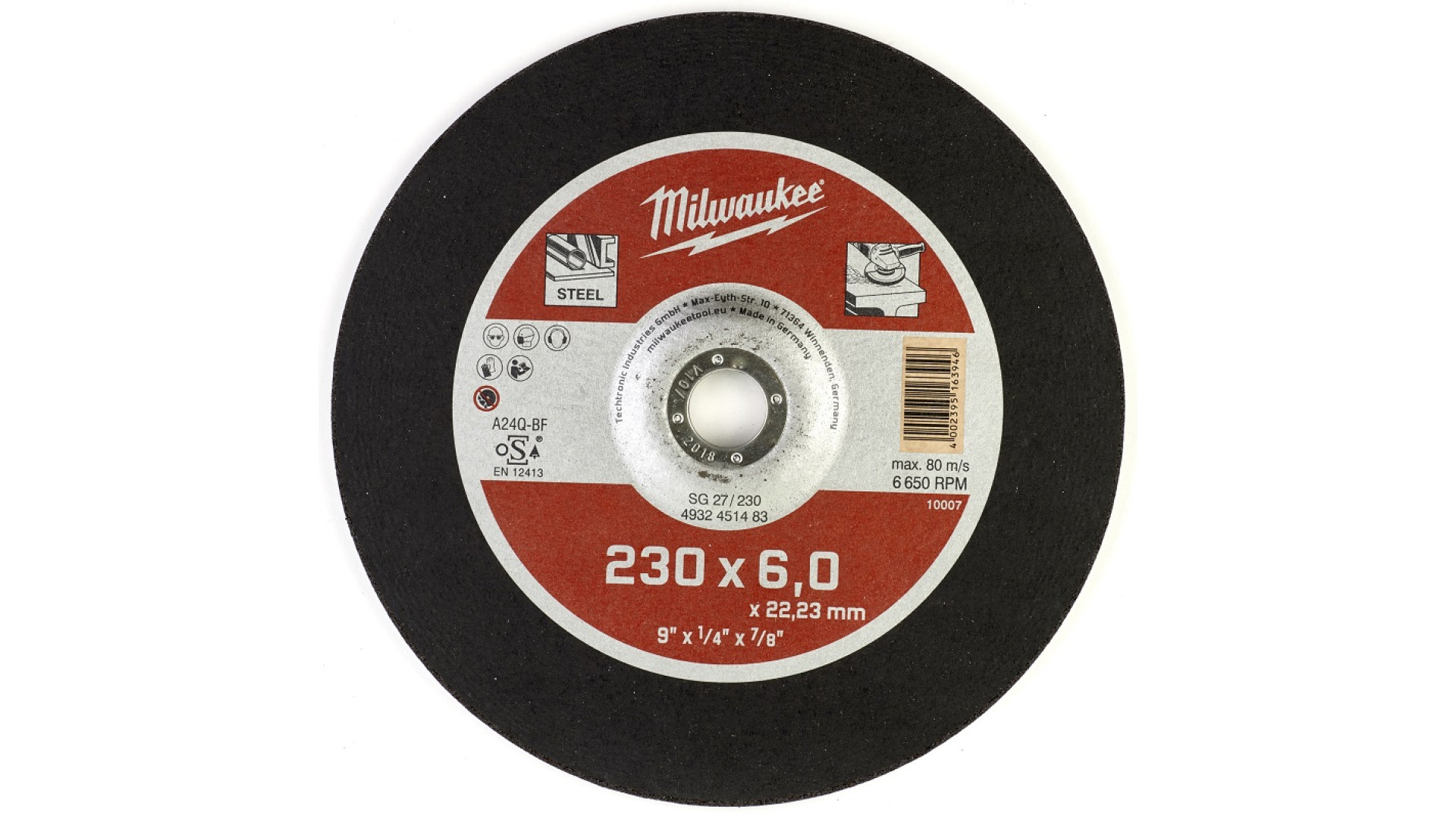 

Диск шлифовальный Milwaukee по металлу SG 27/230х6