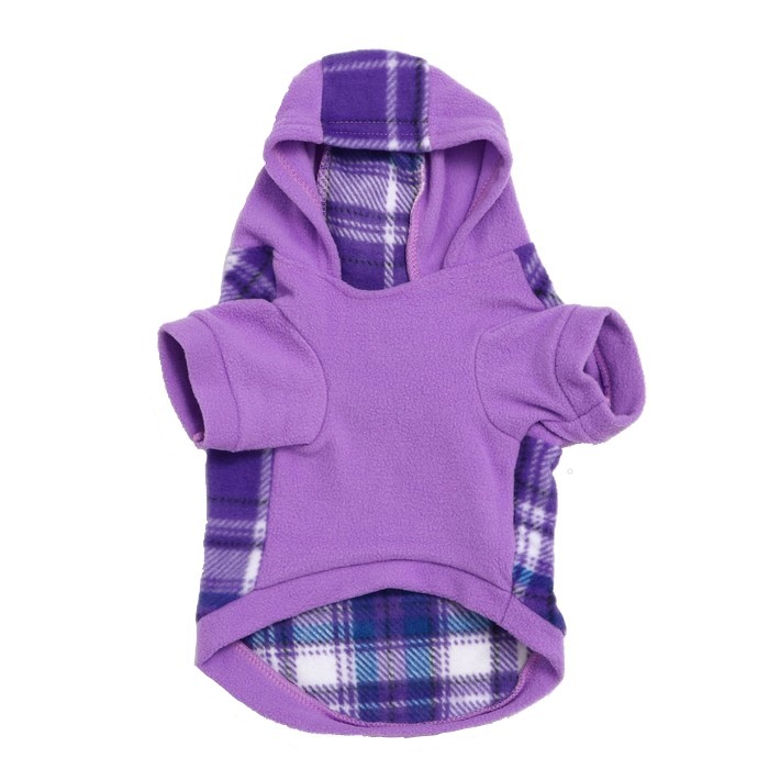 

Толстовка с капюшоном для собак, размер XS, сиреневая клетка