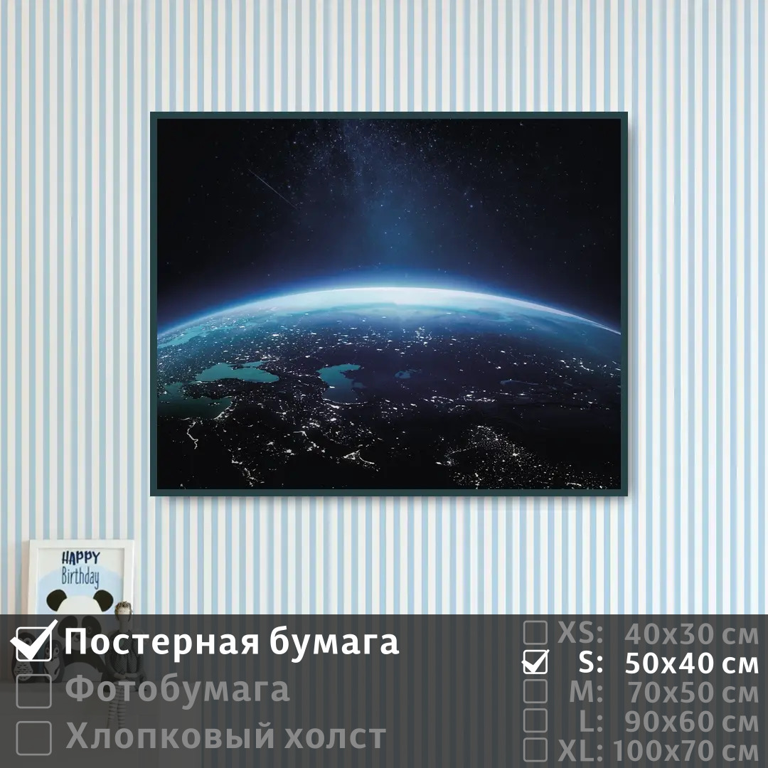 

Постер на стену ПолиЦентр Планета земля из космоса 50х40 см, ПланетаЗемляИзКосмоса