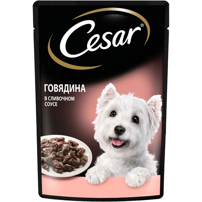

Влажный корм Cesar для собак, говядина в сливочном соусе, пауч, 85 г
