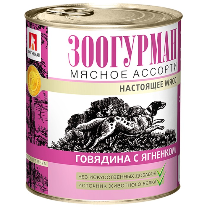 

Влажный корм "Зоогурман" Мясное ассорти для собак, говядина/ягнёнкок, ж/б, 750 г