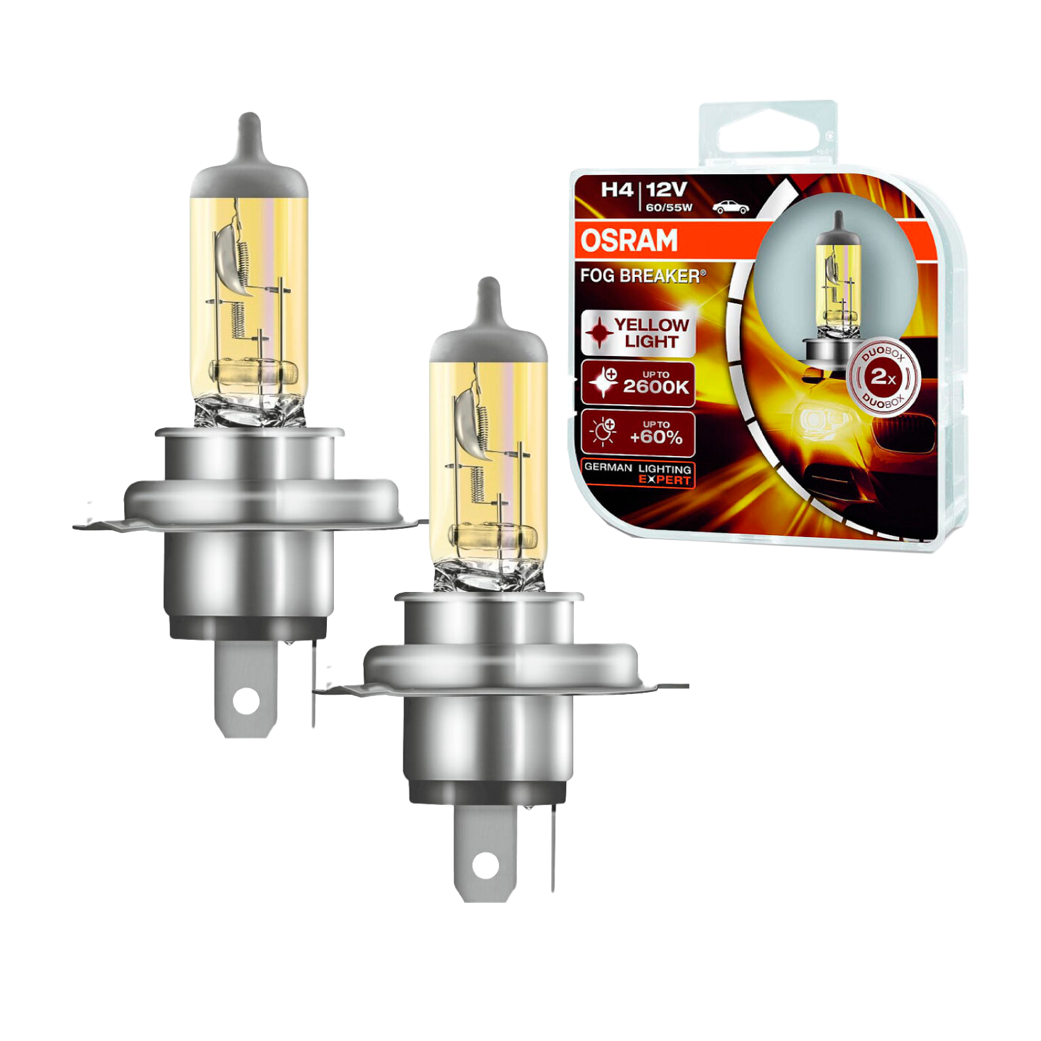 Лампа галогенная автомобильная OSRAM 62193FBR-HCB Fog Breaker H4 12В 60/55Вт  2шт