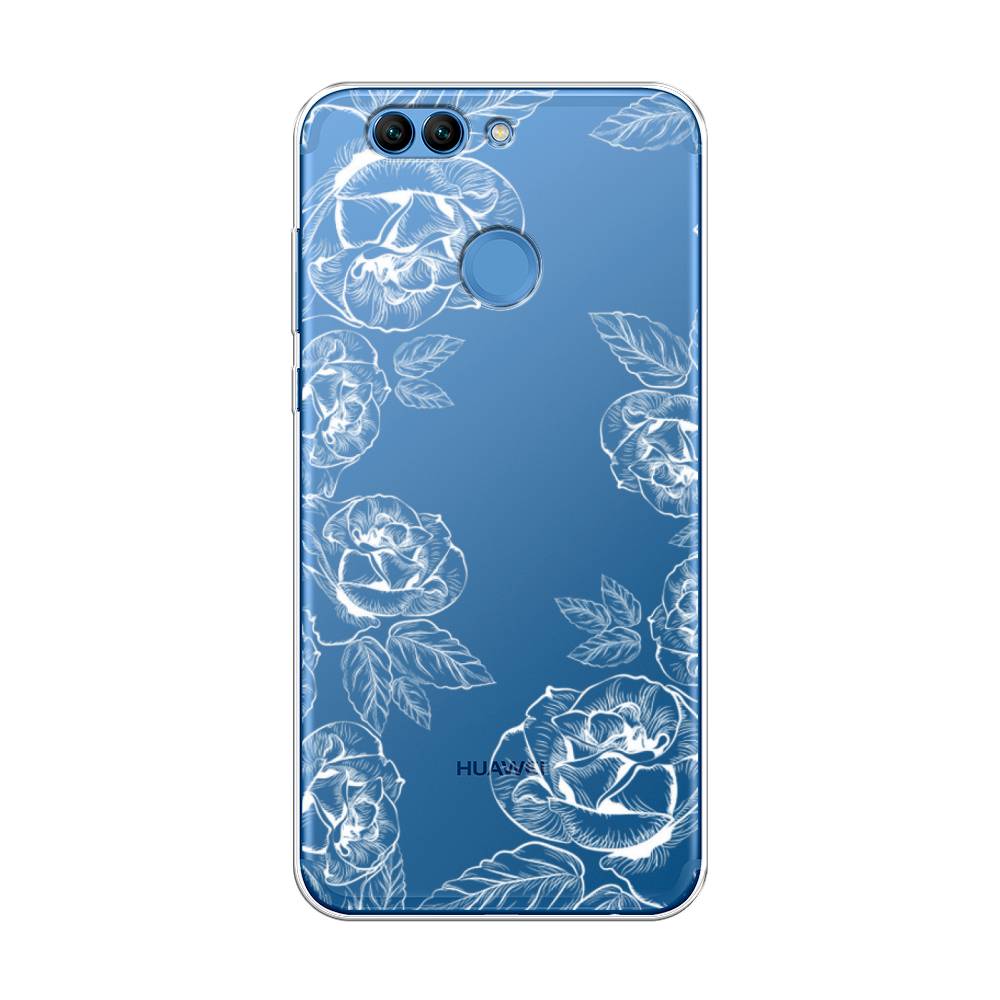 

Чехол на Huawei Nova 2 Plus "Розы графика", Черный;серый, 63050-2