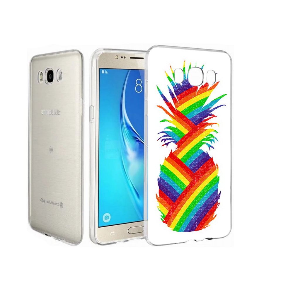 

Чехол MyPads Tocco для Samsung Galaxy J7 радужный ананас, Прозрачный, Tocco