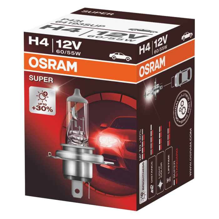 Osram Автолампа H4 (60/55W 12V) Super 1шт 64193SUP