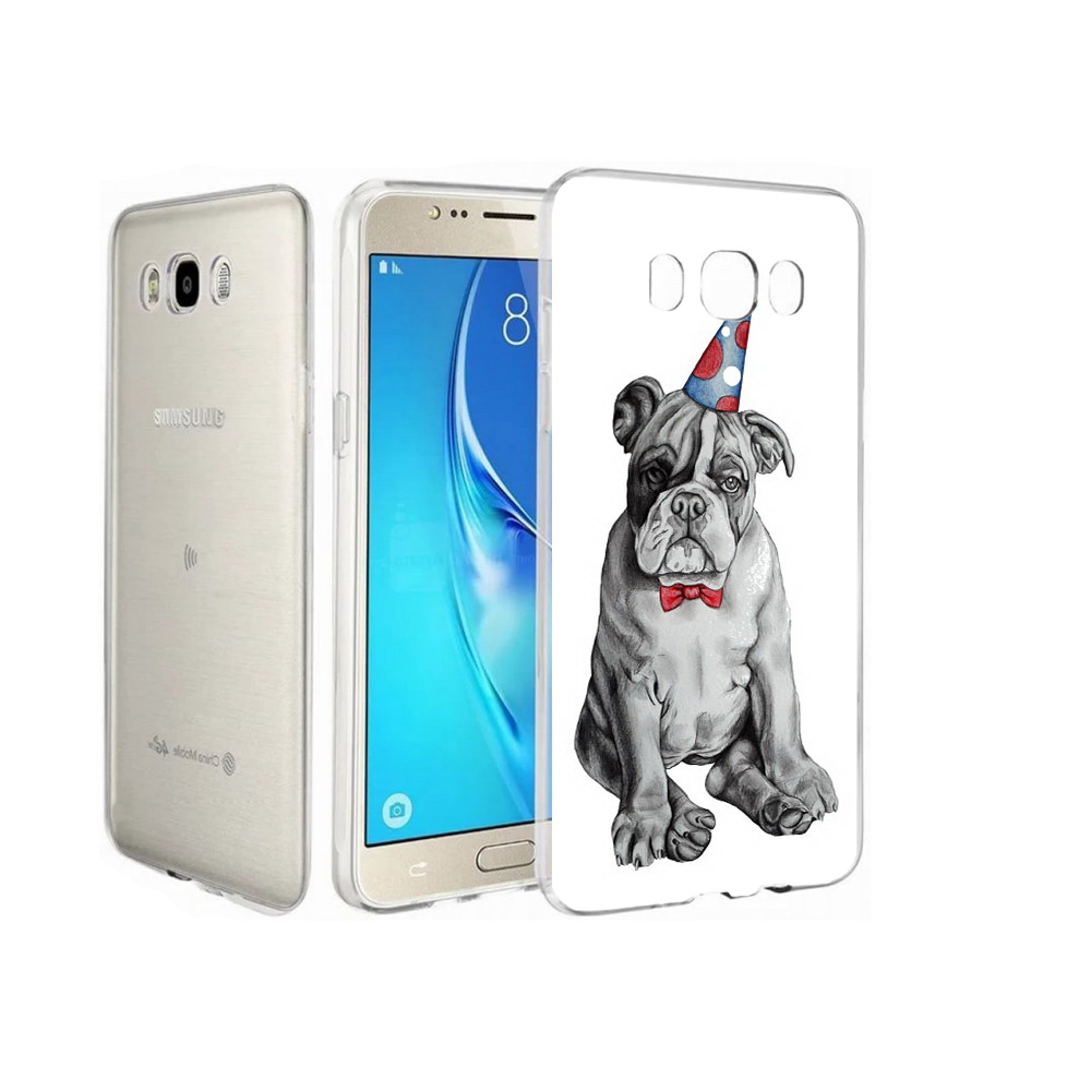 

Чехол MyPads Tocco для Samsung Galaxy J7 праздничный щенок, Прозрачный, Tocco