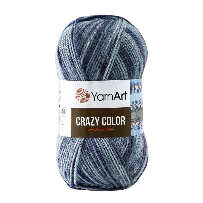 

Пряжа YarnArt Crazy color 25% шерсть, 75% акрил 260 м /100 гр (652), Серый