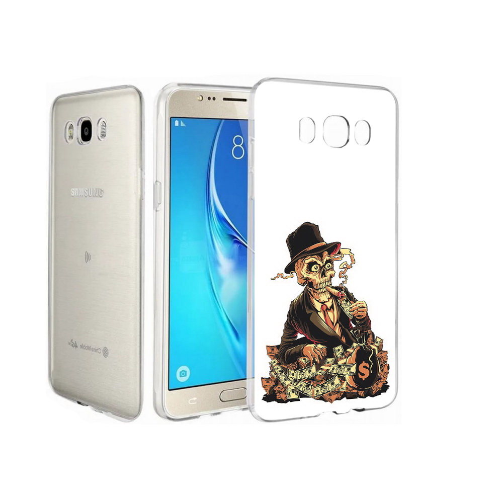 

Чехол MyPads Tocco для Samsung Galaxy J7 нарисованный череп с сигаретой, Прозрачный, Tocco