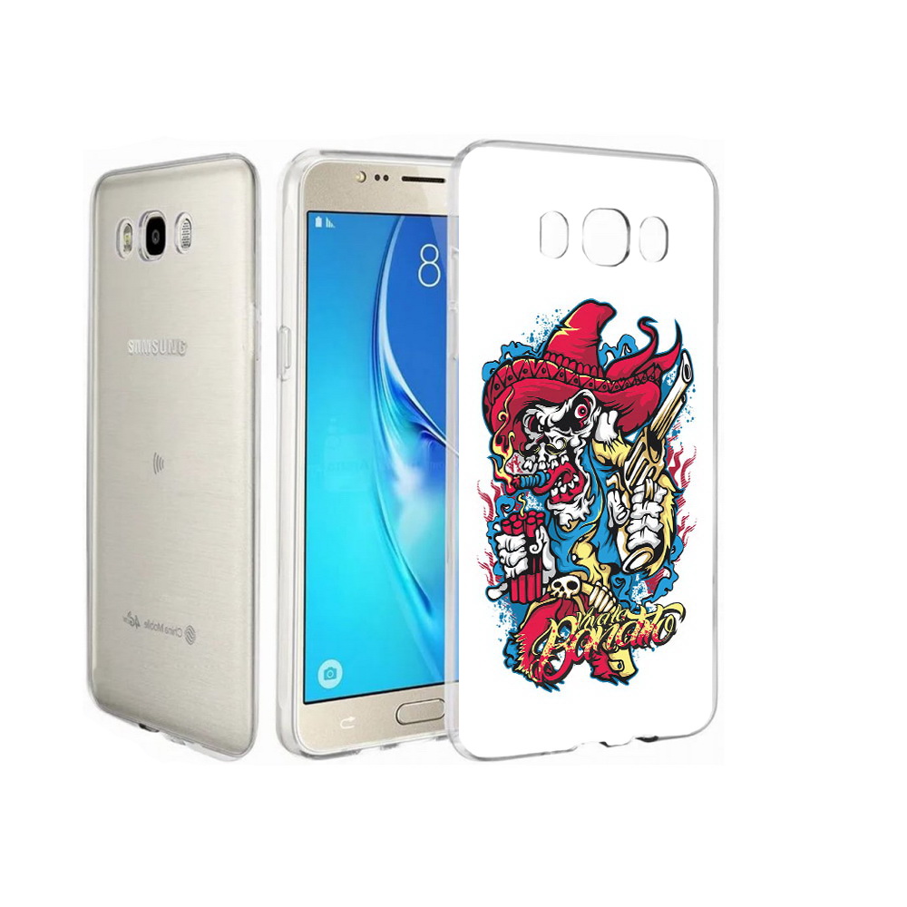 

Чехол MyPads Tocco для Samsung Galaxy J7 нарисованный скелет с писталетом, Прозрачный, Tocco