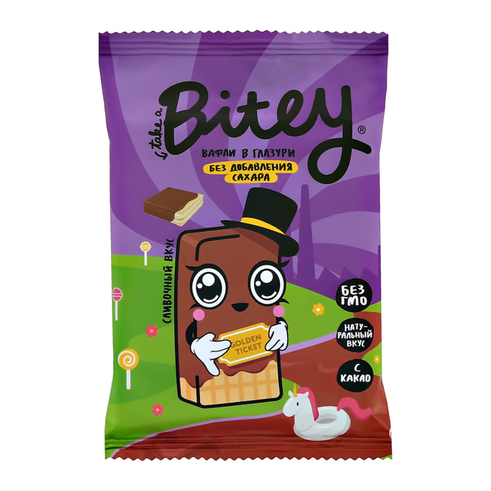 Вафли Take a Bitey в глазури, c какао, без сахара, со вкусом сливок, 35 г