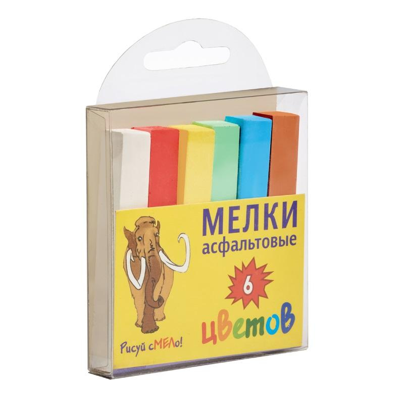 

Мел цветной асфальтовый в плаcиковой упаковке, наб. 6 штук, 6 цветов