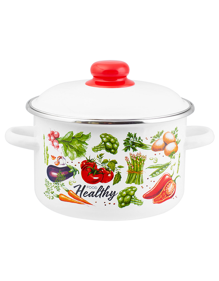 

Кастрюля с крышкой Appetite Veggies, эмалированная 3 л, 60075727]PI, Белый, кастрВеган