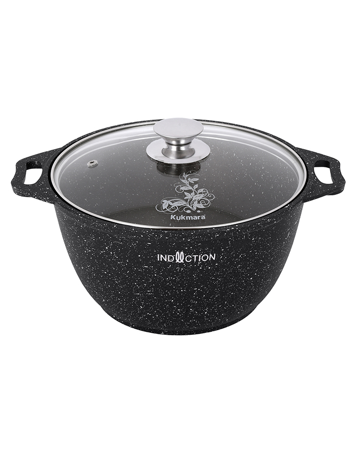 

Кастрюля с крышкой Kukmara Мрамор Marble Induction, антипригарная 2 л, 60071779]PI, Черный, кастрКукмара1
