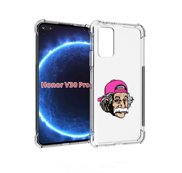 Чехол бампер MyPads энштейн в кепке для Honor V30 Pro