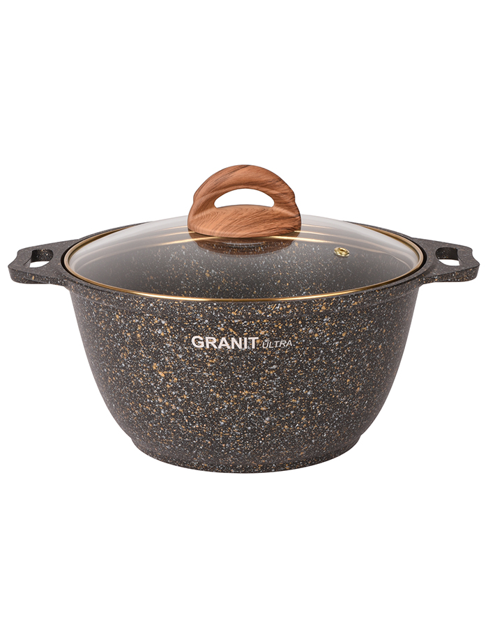 

Кастрюля с крышкой Kukmara Granit ultra, антипригарная 6 л, 550002756]PI, Черный, кастрГранит