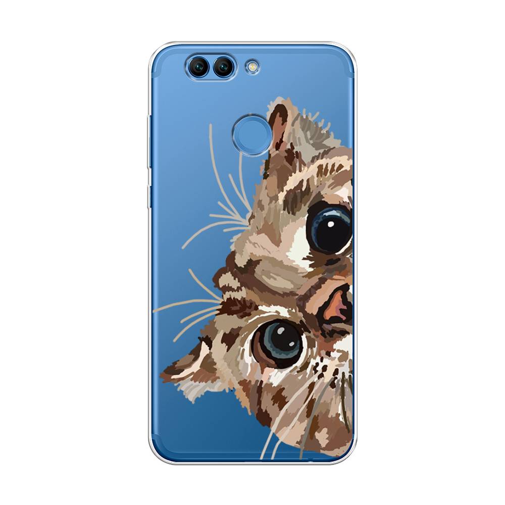 

Чехол на Huawei Nova 2 Plus "Любопытный кот", Коричневый;синий;черный, 63050-1