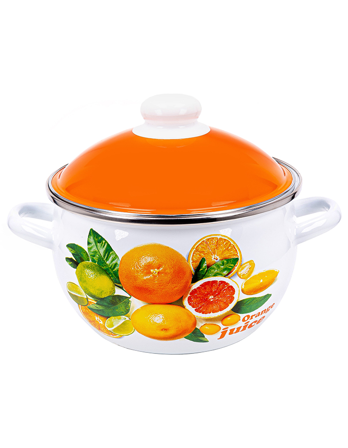 

Кастрюля с крышкой Orange, эмалированная 2 л, 550001618]PI, Белый, кастрОранж