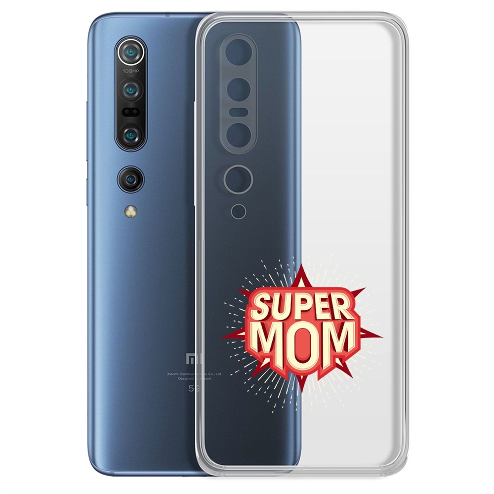 

Чехол-накладка Krutoff Clear Case Супер Мама для Xiaomi Mi 10/Mi 10 Pro, Прозрачный