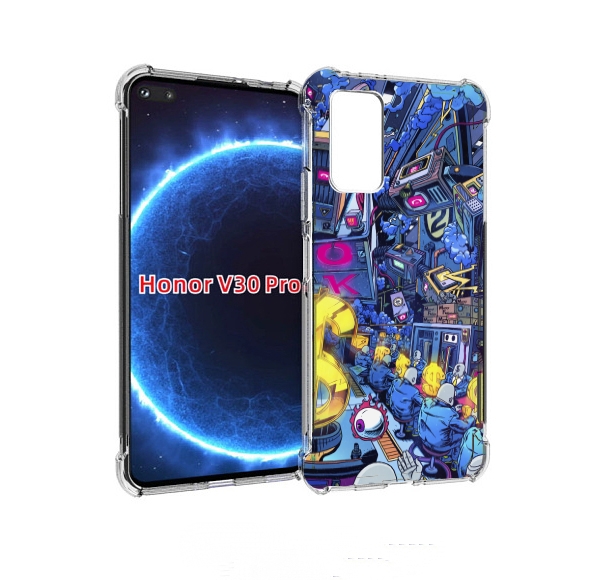 

Чехол бампер MyPads футуристичная картинка для Honor V30, Прозрачный, Tocco
