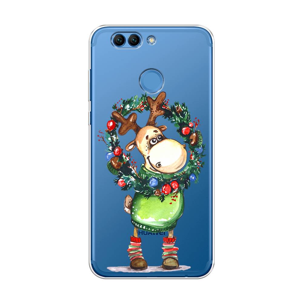 

Чехол на Huawei Nova 2 Plus "Олень с новогодним венком", 63050-4