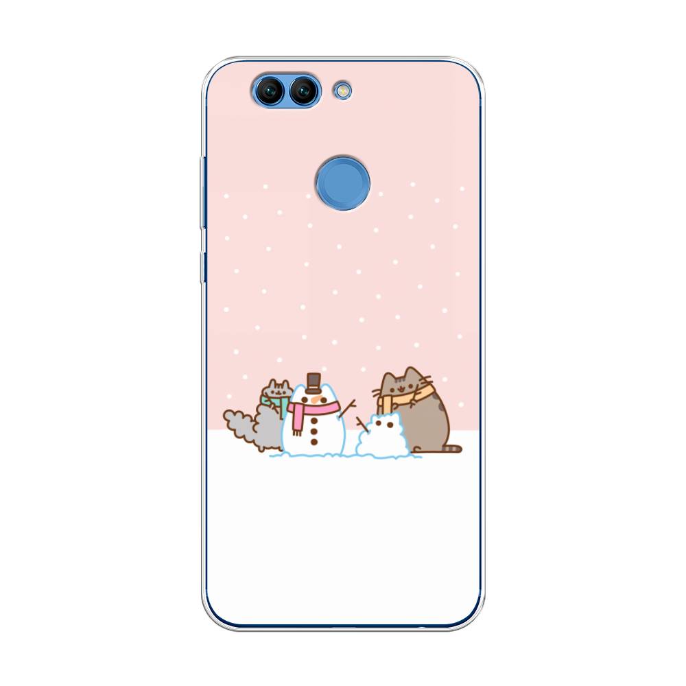 

Чехол на Huawei Nova 2 Plus "Котики в снегу", Розовый;белый;серый, 63050-5