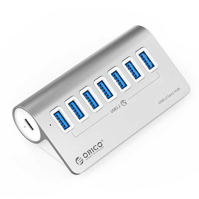 USB-концентратор ORICO 7xUSB-A 3.2 Gen1 серебристый (ORICO-M3U7-05-SV-BP)