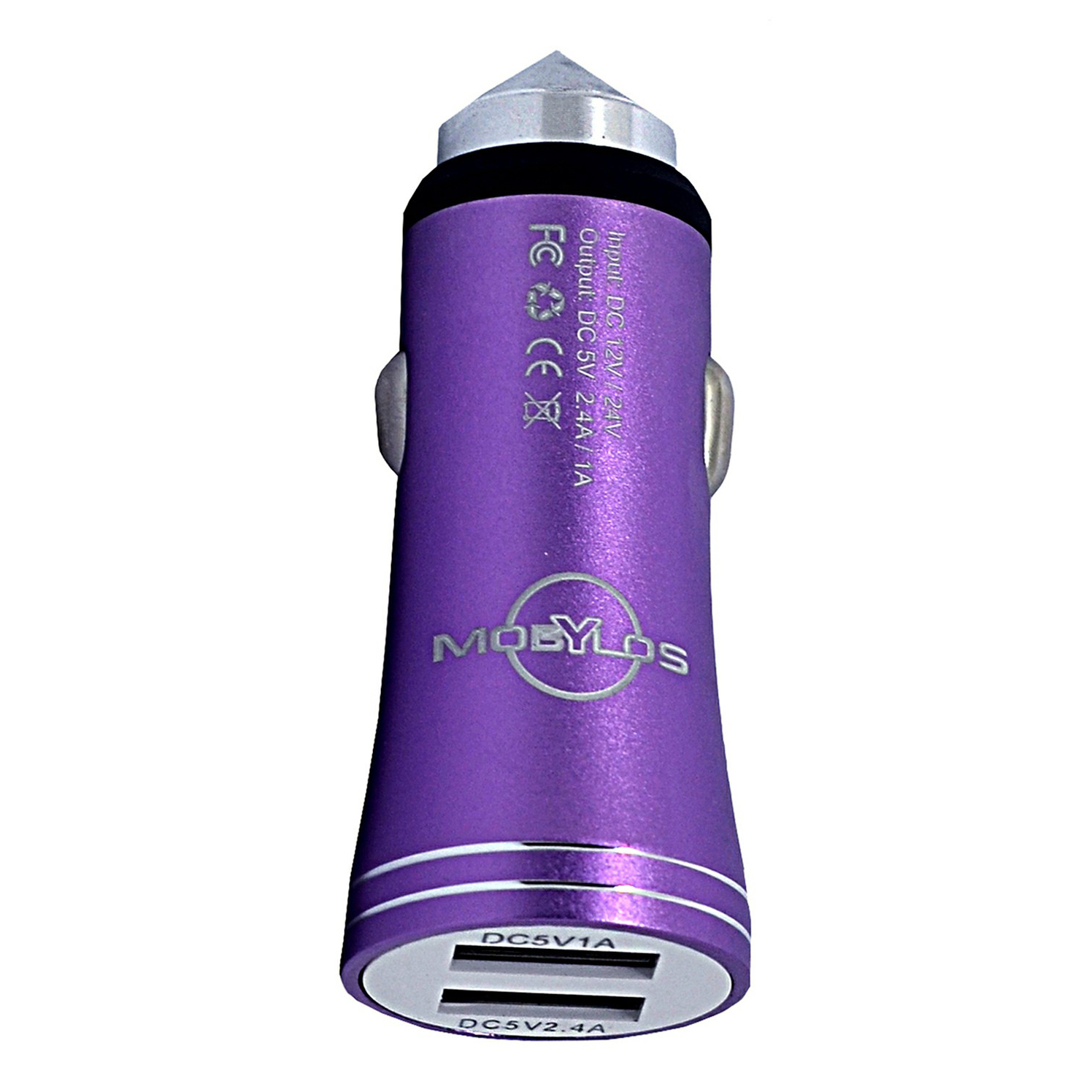 Разветвитель прикуривателя Mobylos 2 USB нержавеющая сталь в ассортименте цвет по наличию