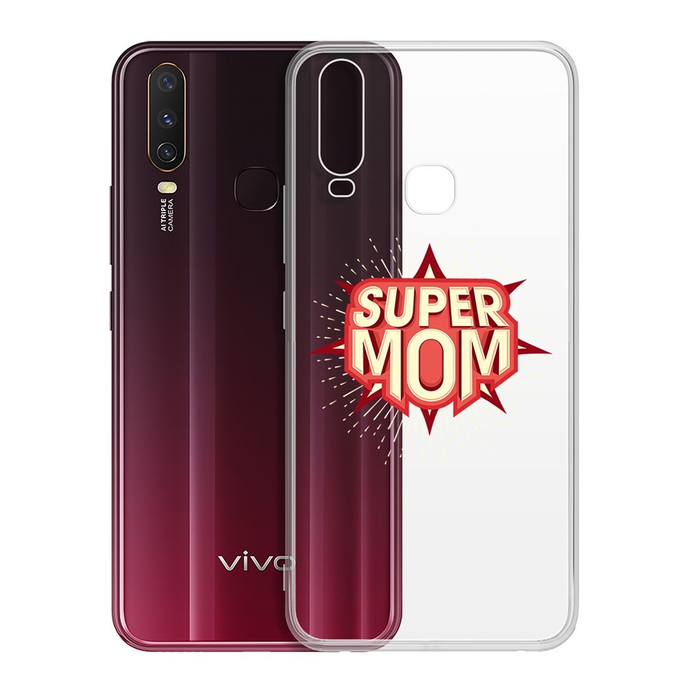 фото Чехол-накладка krutoff clear case супер мама для vivo y11/y12/y17