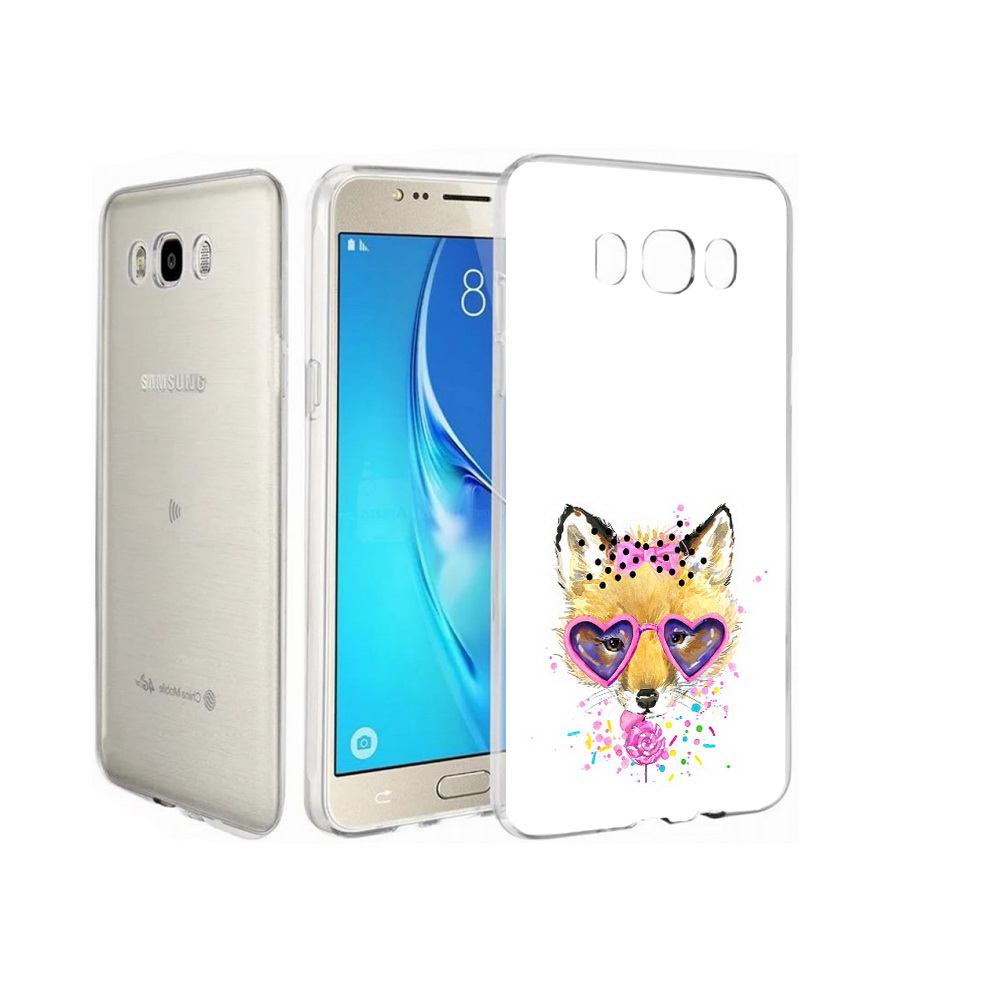 

Чехол MyPads Tocco для Samsung Galaxy J7 лисенок с бантиком, Прозрачный, Tocco