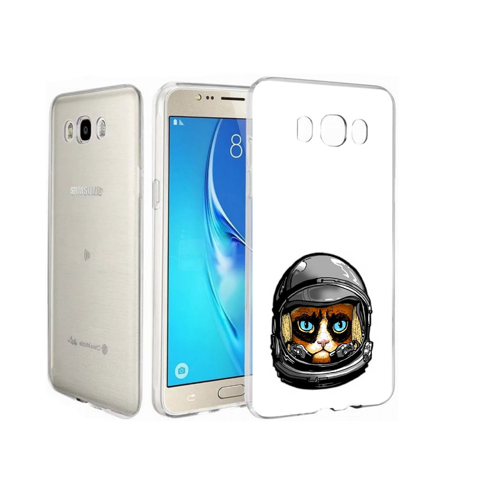 

Чехол MyPads Tocco для Samsung Galaxy J7 кот космонавт, Прозрачный, Tocco