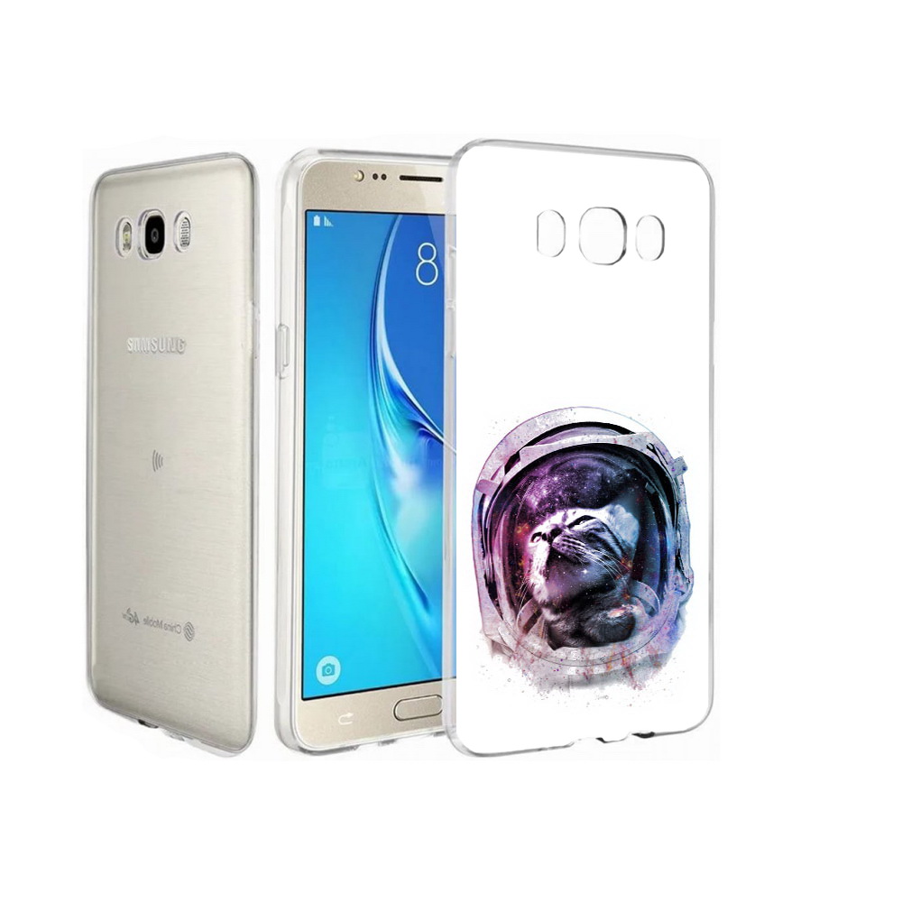 

Чехол MyPads Tocco для Samsung Galaxy J7 кот в шлеме, Прозрачный, Tocco