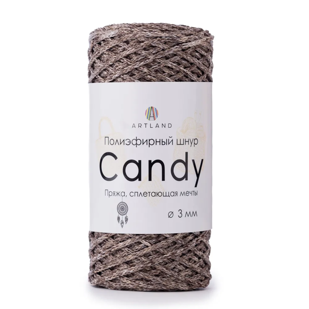 

Полиэфирный шнур Artland Candy 3 мм 100 м, 200 гр, цвет 24 темно-бежевый микс, candy NL