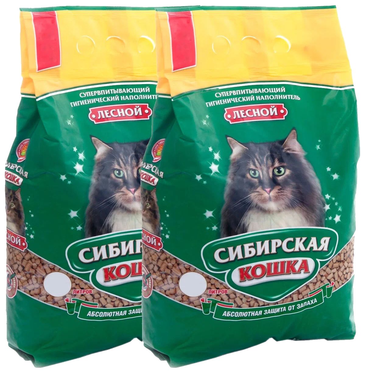 Наполнитель СИБИРСКАЯ КОШКА ЛЕСНОЙ древесный, 4 шт по 10 л