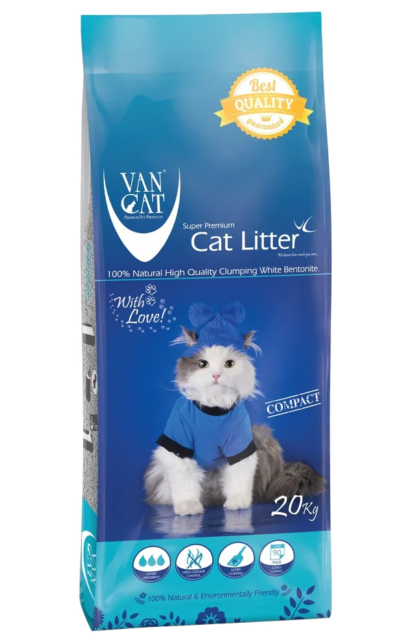 VAN CAT VAN CAT NATURAL наполнитель комкующийся для туалета кошек 100 % Натуральный (20 кг
