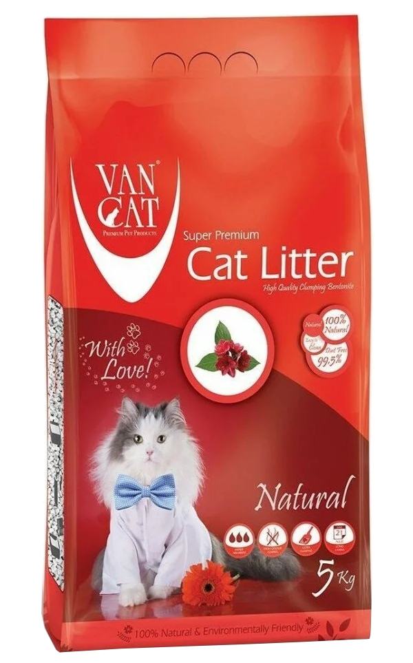 фото Комкующийся наполнитель для кошек van cat natural 100 % натуральный, 5 кг 4 шт