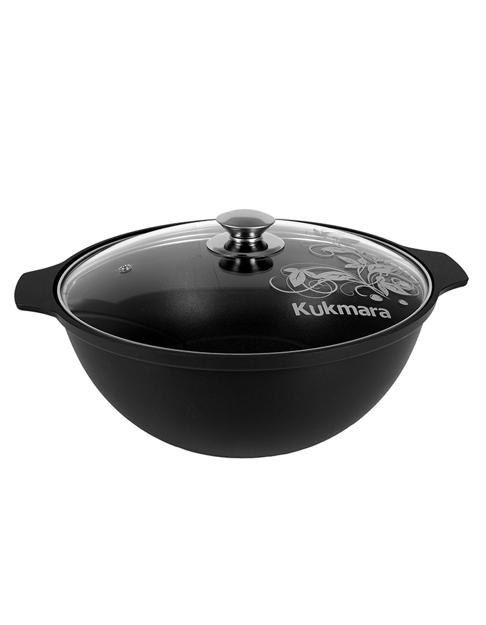 

Казан с крышкой Kukmara Традиция, с антипригарным покрытием, 4,5 л, 60059318]PI, Черный, казстекл