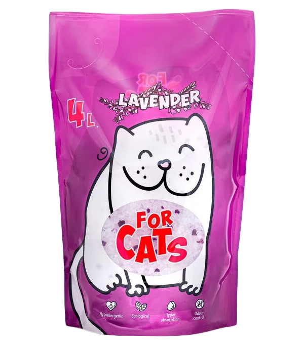 Наполнитель для туалета кошек For Cats силикагелевый с ароматом лаванды 2 шт по 4 л
