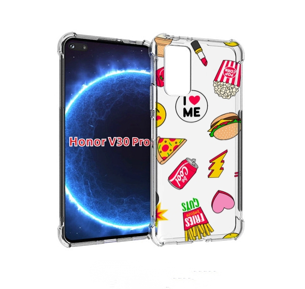 

Чехол бампер MyPads фаст-фуд для Honor V30 Pro, Прозрачный, Tocco