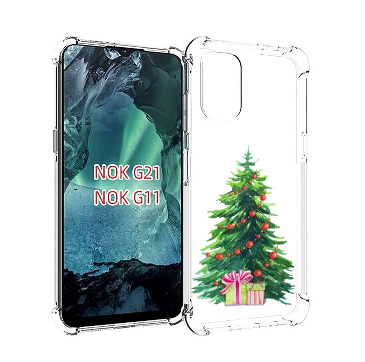 

Чехол Mypads Елка Новогодняя С Подарками Акварель Для Nokia G11/G21, Прозрачный, Tocco